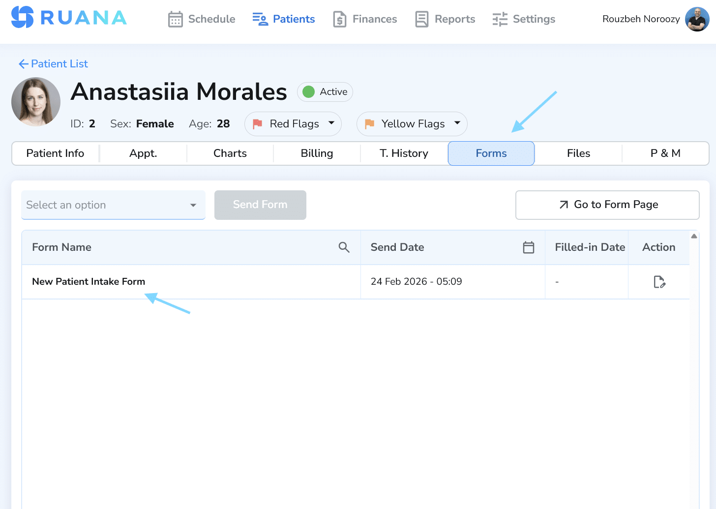 Easy access to intake forms