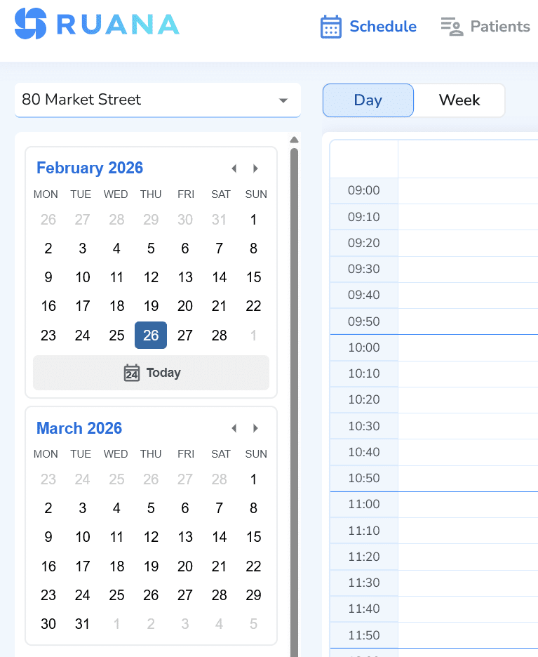 Two-month calendar view