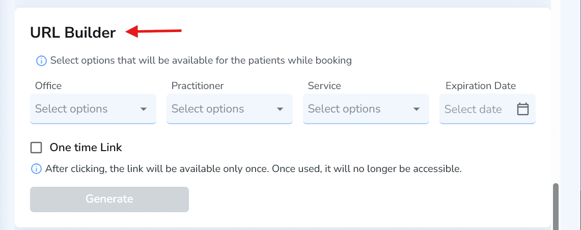URL Builder for generating custom booking links