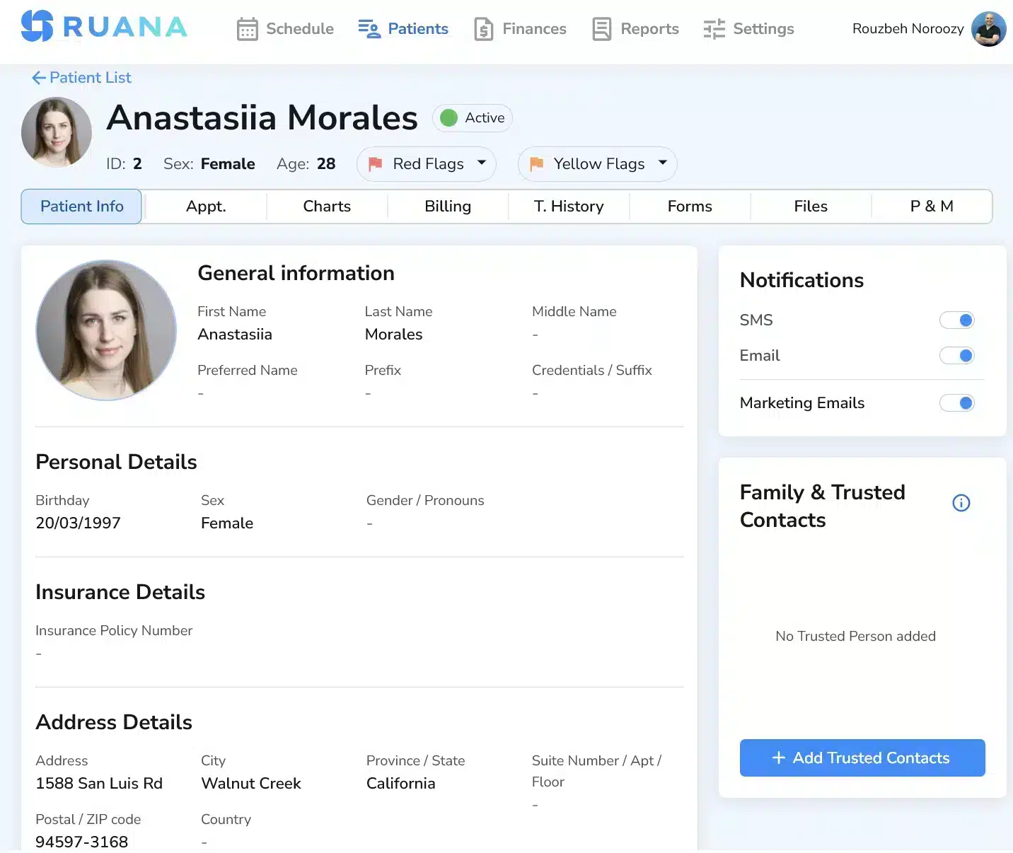 Complete client profile with all details