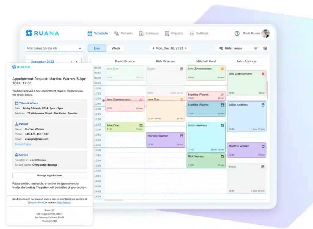online booking in practice management software