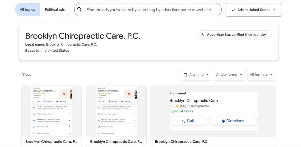 google ads library example