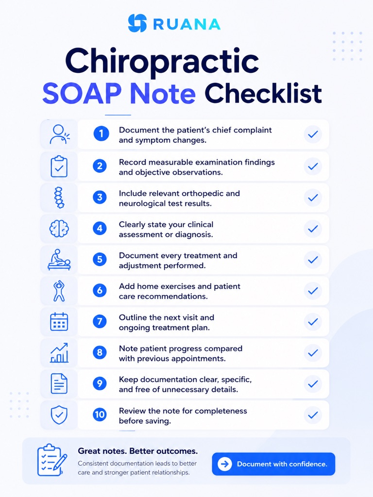 Checklist soap note for chiropractors